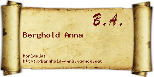 Berghold Anna névjegykártya